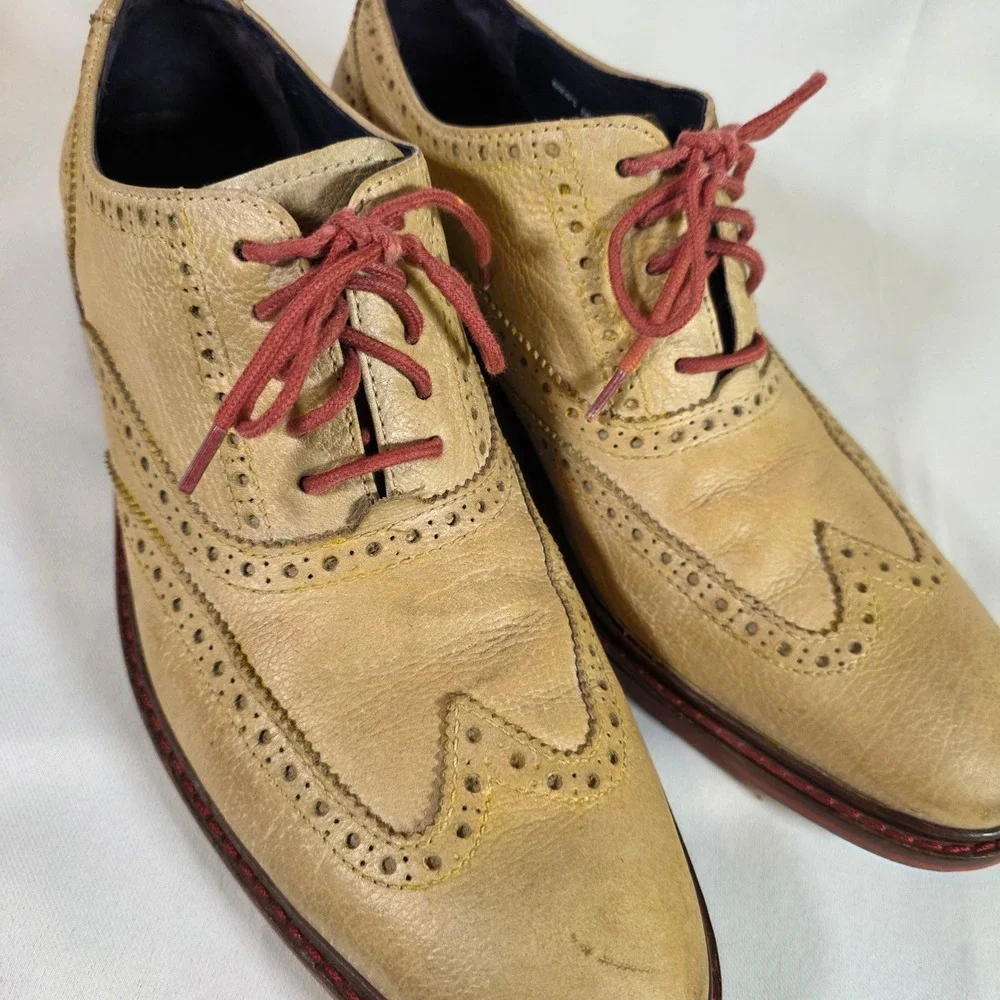 COLE HAAN Men's 10.5M Colton Winter Wingtip‎ Oxford Summer Khaki Leather